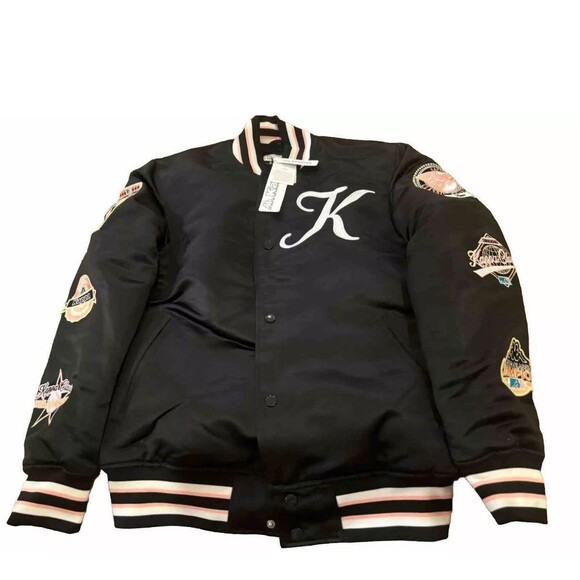 Men’s world Champs Kappa Logo Jasper Bomber Jacket Black Size Medium NWT - Picture 1 of 8